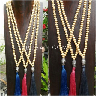 wholesale free shipping mala wooden necklace tassel buddha head 